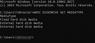 WMIC DISKDRIVE GET MEDIATYPE 